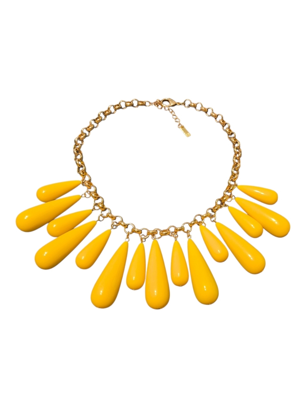Yellow Teardrop Bead Statement Scoop Necklace - chunky gold-tone chain by INC